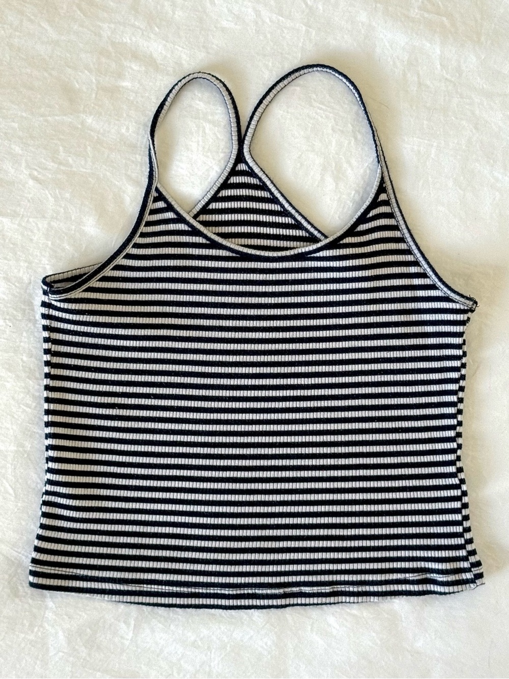 ambiance navy & white striped tank top